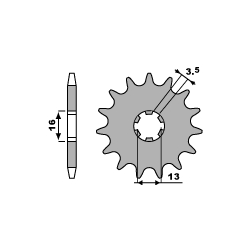 PBR, přední řetězové kolečko, 415 11 18NC Suzuki TS 50/ Yamaha DT 50MX (řetěz 420)