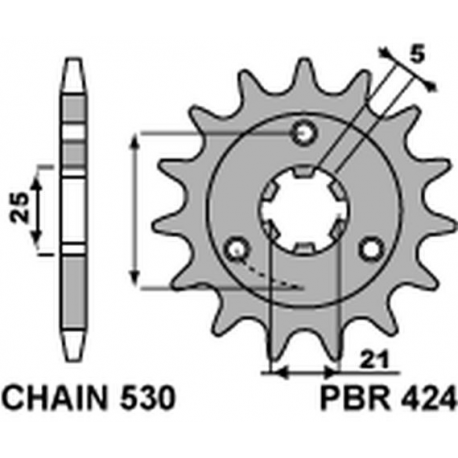 PBR, přední řetězové kolečko, 424 15 18NC Suzuki GT 380/550 (750 +1) (řetěz 530)