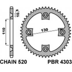 PBR, rozeta 4303 39 C45 Honda TRX 400 X 09 (JTR1350.39) (řetěz 520)