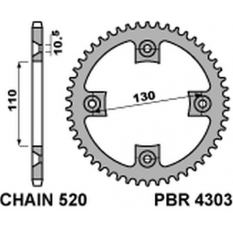 PBR, rozeta 4303 39 C45 Honda TRX 400 X 09 (JTR1350.39) (řetěz 520)