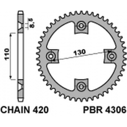 PBR, rozeta 4306 55 Honda CR 80/85 (JTR215.55)* (řetěz 420)