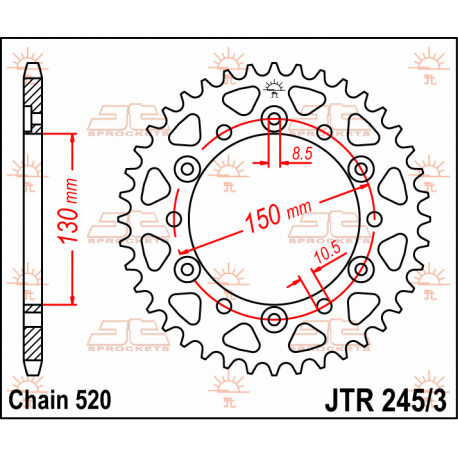 JT, rozeta 4309 43 Honda XL600/XL500/NX650/XR600/FX650 (JTR245/3.43)* (řetěz 520)