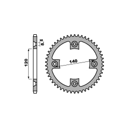 PBR, rozeta 4354 39 C45 Kawasaki TECATE 250 84-88 (řetěz 520) (JTR1413.39)
