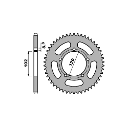 PBR, rozeta 4373 47 F Aprilia RS 50 (99-05) (JTR23.47) (řetěz 420)