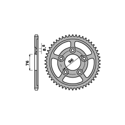 PBR, rozeta 4375 43 C45 Cagiva 125, PLANET (99), 125N-1 97-99 (řetěz 520)