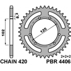 PBR, rozeta 4406 53 F Derbi SENDA 50R/SM 00-12 (řetěz 420) (JTR1132.53)