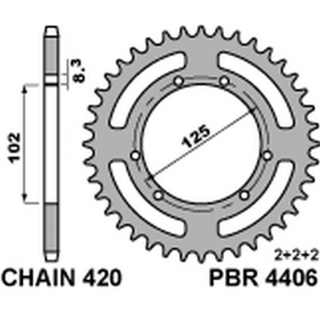 PBR, rozeta 4406 53 F Derbi SENDA 50R/SM 00-12 (řetěz 420) (JTR1132.53)