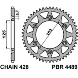 PBR, rozeta 4489 59 F Honda CRM 125 (HM) (08-11) (řetěz 428)