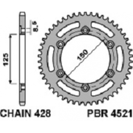 PBR, rozeta 4521 45 F Honda CG 125 ES (04-06) (řetěz 428)