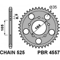 PBR, rozeta 4557 48 C45 Gilera GP 800 '09-'13, Aprilia SRV850 '12 (+1) (řetěz 525)