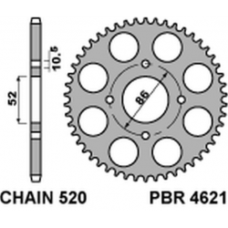 PBR, rozeta 4621 30 F KYMCO MXU/MXR50/150 (02-13) (JTR1071.30) (řetěz 520)