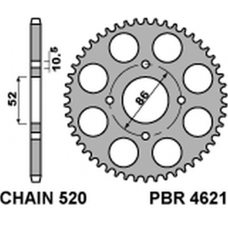 PBR, rozeta 4621 30 F KYMCO MXU/MXR50/150 (02-13) (JTR1071.30) (řetěz 520)