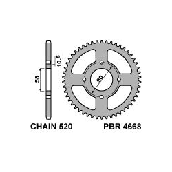 PBR, rozeta 4668 44 Honda XL 125V VARADERO 01-13 (zaměnitelné s 279 44) (řetěz 520)