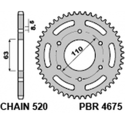PBR, rozeta 4675 45 KTM 125 DUKE '14-18, 390 DUKE/RC '13-18 (JTR890.45) (řetěz 520)