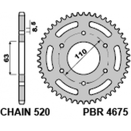 PBR, rozeta 4675 45 KTM 125 DUKE '14-18, 390 DUKE/RC '13-18 (JTR890.45) (řetěz 520)