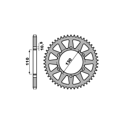 PBR, rozeta 504 43 C45 Kawasaki NINJA 250R 09-11 (řetěz 520) (JTR486.43)