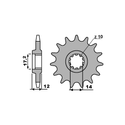 PBR, přední řetězové kolečko, 553 14 18NC GILERA 50 90-96 (řetěz 415)