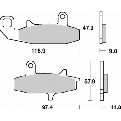 SBS, brzdové desky KH147 Street Ceramic, černá barva