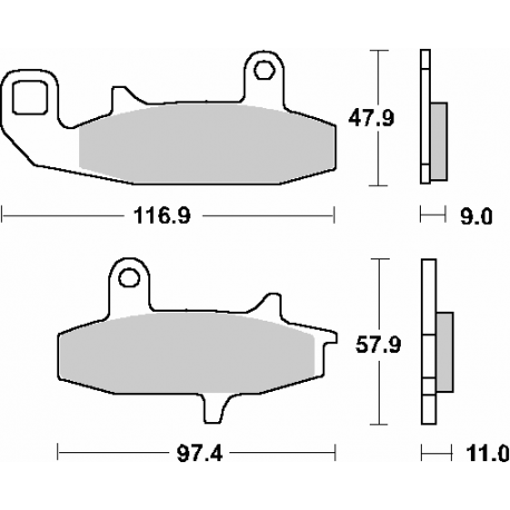 SBS, brzdové desky KH147 Street Ceramic, černá barva