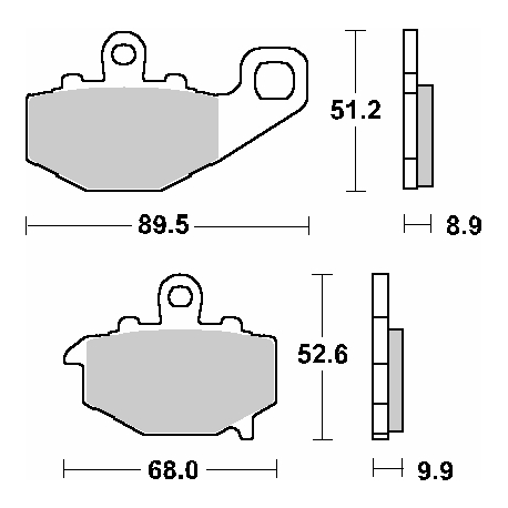 SBS, brzdové desky KH192 Street Ceramic, černá barva, určeno pro: Kawasaki ER-6F/GPZ/KLE/Z/ZR/ZX-6R/ZX-9R/ZX-10R/ZZR, zadní