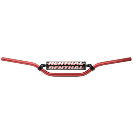 Renthal, řidítka 7/8" (22mm) MX Handlebar RED CR HIGH/RICKY JOHNSON PADDED, červená barva s chráničem