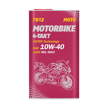 Mannol, motorový olej 4T Motorbike 10W40 4L Ester + MA2 Syntetic -, plechový obal (7812) (4)