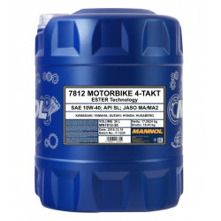 Mannol, motorový olej 4T Motorbike 10W40 20L Ester + MA2 Syntetic (7812)