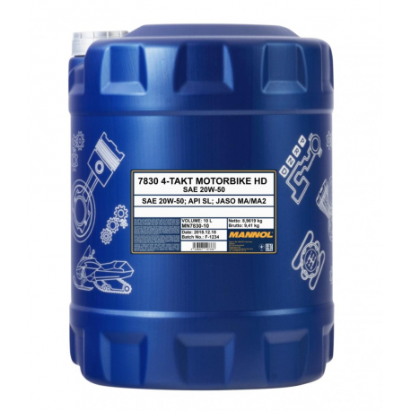 Mannol, motorový olej 4T Motorbike HD 20W50 10L V-TWIN MA2 Semisyntetic (7830)