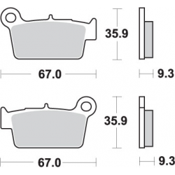 SBS, brzdové desky KH367 Off-Road Sinter, zlatá barva, určeno pro: Yamaha YZ/YZF, Kawasaki KXF, Suzuki RMZ, zadní