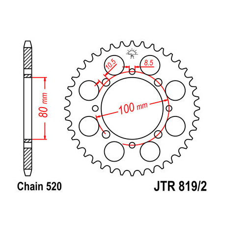 JT, rozeta 819 41 Suzuki GZ 250 MARAUDER (99-10), GN 250 (82-99) (JTR819/2.41)* (řetěz 520)