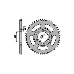 PBR, rozeta 842 54 F Yamaha XT 350 (JTR1842.54) (řetěz 428) otvory 8,5mm