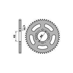 PBR, rozeta 843 49 F Yamaha DT 80/125 LC, SR 125 (JTR1843.49) (řetěz 428)