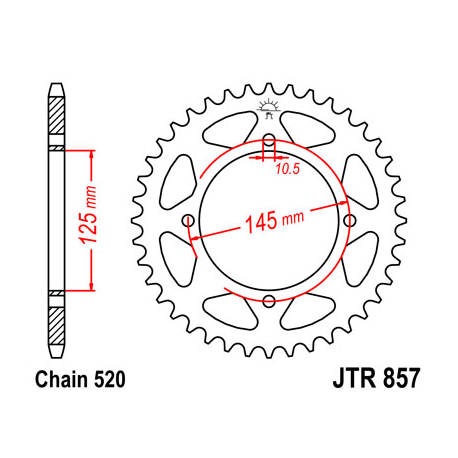 JT, rozeta 857 45 Yamaha XT 600E '90-03, XT 660Z TENERE '91-00 (JTR857.45ZBK)* (řetěz 520), černá barva