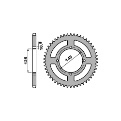 PBR, rozeta 857 47 C45 Yamaha XV 125 (97-01), XVS 125 DRAG STAR 00-05 (řetěz 520)
