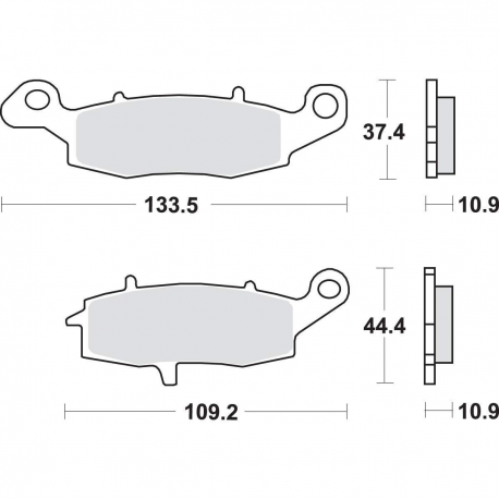 SBS, brzdové desky KH231/2 Street Excel/Racing Sinter, zlatá barva, zadní, určeno pro: Kawasaki VN900/1500/1600/1700/2000,