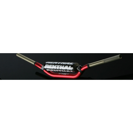 Renthal, řidítka 1,1/8" (28,6mm) MX Twinwall 996 HANDLEBAR RED VILLOPOTO / STEWART PADDED, červená barva s chráničem