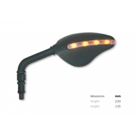 FAR, zpětné zrcátko, pravé univerzální s blinkrem LED (černá barva) M10X1,25