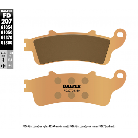 Galfer, brzdové desky KH281 / KH261 Sintered (zlaté) skútr