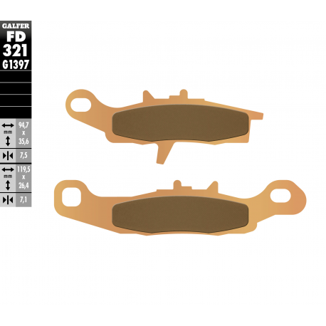 Galfer, brzdové desky KH349 Sintered (zlaté) ATV (Kawasaki KFX 450/700, KVF 650, Suzuki LTA 450, LTV 700)