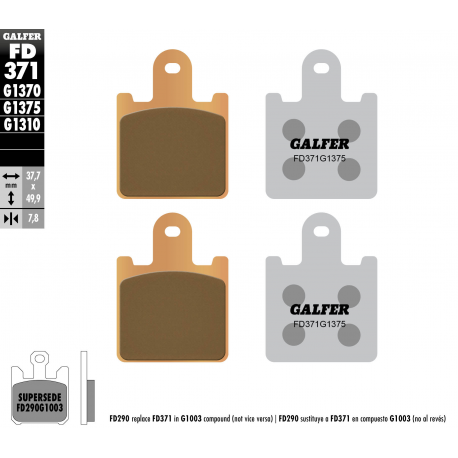 Galfer, brzdové desky KH417/4 Sintered (zlaté) SPORT, přední Kawasaki ZX 6R '07- , Z 1000 '07-'09, GTR 1400, ZZR 1400