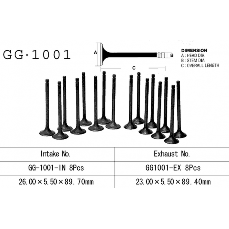 Vesrah, sací ventil, Honda VF 750F 82-86, VF 750C 82-84, VF 750S 82-84 (26,0X5,50X89,7mm) (OEM:14711-MB0-000) (1ks.)
