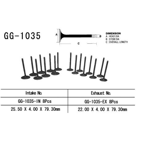 Vesrah, sací ventil, Honda CBR 600 F3 '95-98' CB600F HORNET '00-17' (OEM: 14711-MAL-600) (1ks.)