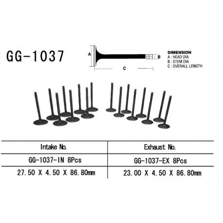 Vesrah, sací ventil, Honda CBR 900RR '98-99' (OEM: 14711-MW0-000) (1ks.)