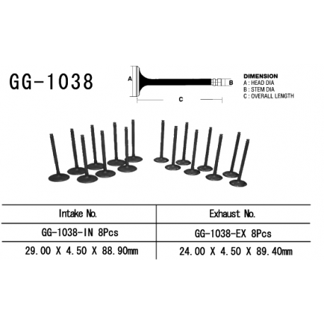 Vesrah, sací ventil, Honda CBR 900RR 01-03 (CBR 929, CBR 954) (OEM: 14711-MCJ-000) (1ks.)