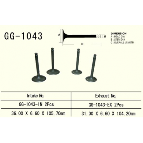 Vesrah, sací ventil, Honda XL 600R/XR 650L/XR 600R, XL 650V TRANSALP '00-07' (2ks na motor) (OEM: 14711-MG3-000) (1ks.)