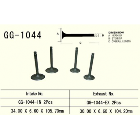 Vesrah, sací ventil, Honda XL 600R '85-'87 (34,0X6,60X105,7 mm) (OEM: 14711-MG2-790) (1ks.)
