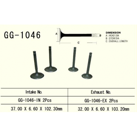 Vesrah, výfukový ventil, Honda XR 650R '00-'07, TRX 700XX '08-'16 (2ks na motor) (32,0X6,6X103,2 mm) (OEM: 14721-MBN-670) (1ks.)