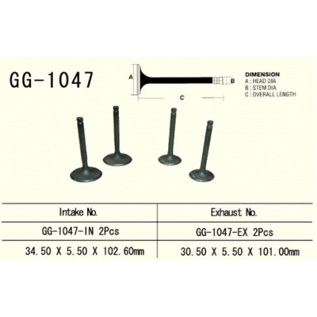 Vesrah, výfukový ventil, Honda TRX 650/680 '03-'17 (2ks na motor) (30,5X5,50X101,0 mm) (OEM: 14721-HN8-000,GG-HL3-A00) (1ks.)