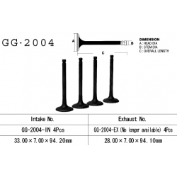 Vesrah, sací ventil, Yamaha XJ 650 80-84, XJ650 80-84, XJ 750 '82-85' (33,0X7,00X94,20) (OEM: 16G-12111-00,4H7-12111-00) (1ks.)