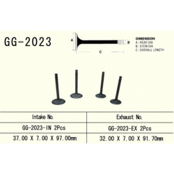 Vesrah, výfukový ventil, Yamaha YFM 600 GRIZZLY '98-'01, XT 600 '87-'03, TT600 (2ks na motor) (32,0X7,0X91,7 mm) (OEM:1VJ-12121-